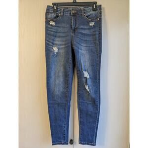 Grace & Lace Women's Skinny Straight Leg Blue Denim Mid Rise Jeans Size 10